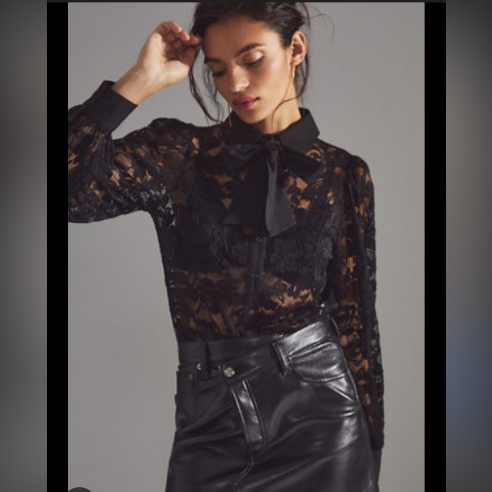 Anthropologie Dolan Top Black Lace Sheer goth